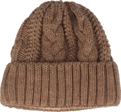 McBurn Strickmütze Zopfmuster mit breitem Umschlag in beige