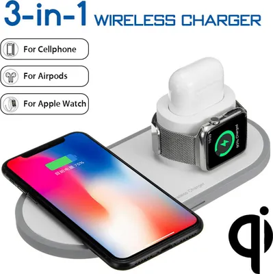 Produktbild von 2Pace® 3 in 1 QI Charger 10W Ladestation Apple Watch iPhone 12 12 Pro