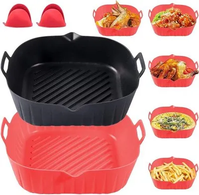 Immagine prodotto di Forno in silicone con funzione aria calda - Tappetini antiaderenti riutilizzabili - Pentole - Cucina domestica - Rosso e nero