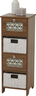 Immagine prodotto di Cassettiera HWC-O75, cassettiera, 4 cassetti cestino in legno melaminico 82x30x30cm ~ marrone