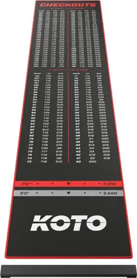 Produktbild von KOTO - Dartteppich Mit Oche Checkout Dartmatte Rot 285 x 60 cm, Score Indikator, Rutschfeste Dartmatte