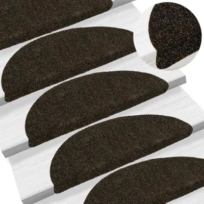 Produktbild von vidaXL Stufenmatten Selbstklebend 10 Stk. 56x17x3 cm Dunkelbraun Halbrund