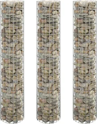 Image de Vidaxl Gabion Pflanzer 3 ST Runde erhöht Ø30x150 cm Stahl