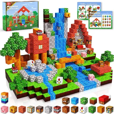 Image de Blocs de construction magnétiques,100 pièces de blocs de construction magnétiques pour enfants,Jouets magnétiques Aimants enfants,Jouets 3 4 5 6 7 8 9 ans et plus,Orange