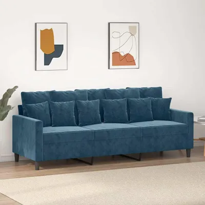 Immagine prodotto di divano 3 posti blu 180 cm in velluto