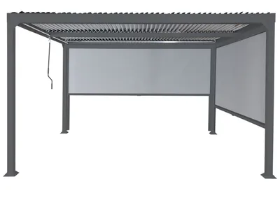 Produktbild von Alu Pergola HWC-L41 mit 2x Seitenwand, Lamellen-Pavillon, stabiles 8cm-Metall-Gestell 3x3,7m anthrazit