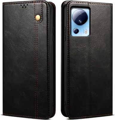 Produktbild von Xiaomi 13 Lite Hülle, Leder Flip Brieftasche Schutzhülle mit Standfunktion für Xiaomi 13 Lite Schwarz