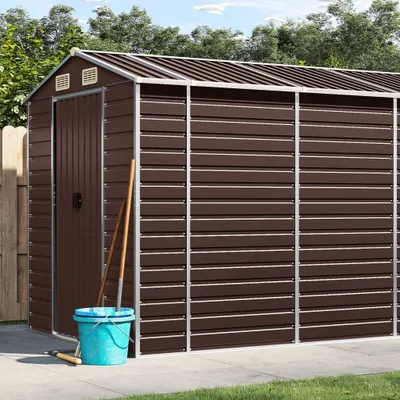 Produktbild von vidaXL Gartenhaus Braun 191 x 470 x 198 cm Verzinkter Stahl
