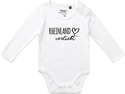 Produktbild von Huuraa Baby Body Rheinland verliebt 80 White  Baumwolle Fairtrade Langarmbody Geschenkidee