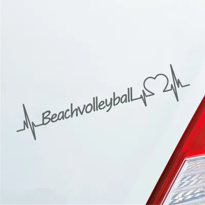 Produktbild von Auto Aufkleber Beachvolleyball Herzschlag Strand Ballsport Sport Liebe 19x4 cm Grau Sticker Heckscheibenaufkleber