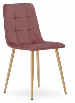 Produktbild von Kara Stuhl aus rosa Samt mit Holzoptik-Beinen