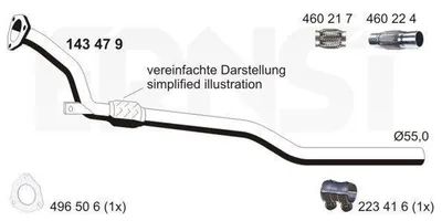 Obrázek produktu pro ERNST přední výfukové potrubí pro AUDI A4 B5 VW Passat B5.5 A6 C5
