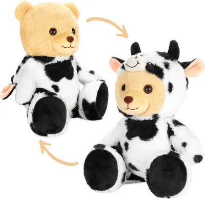 Produktbild von BRUBIES Teddy Kuh - 25 cm Teddybär im Kuhkostüm mit Kapuze - Kuscheltier Geschenk für Kinder - Plüschtier für kuschelige Abenteuer
