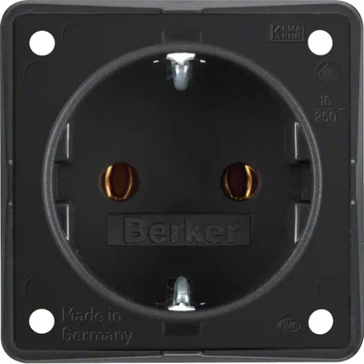 Image de Berker 947782503 Prise SCHUKO noire, mate Integro Inserts