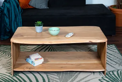 Produktbild von Refurbished Möbelretoure Couchtisch Baumkante Akazie natur 115 x 55 cm Massivholz-Sofatisch ADA