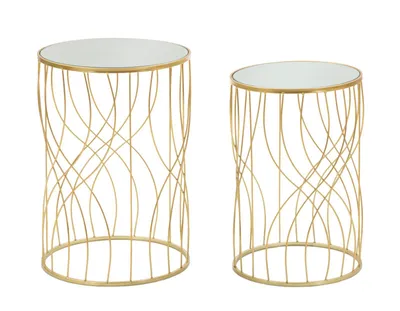 Produktbild von Mauro Ferretti Beistelltisch Ligne 2er Set Gold 38x55 33x50 cm