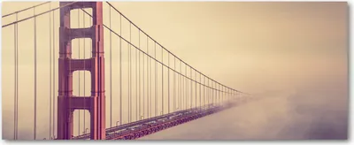 Produktbild von Tulup® Glas-Bild Wandbild aus Glas - 125x50 - Wandkunst - Wandbild hinter gehärtetem Sicherheitsglas - Dekorative Wand für Küche & Wohnzimmer  - Sehenswürdigkeiten & Architektur - San Francisco Brücke - Rot