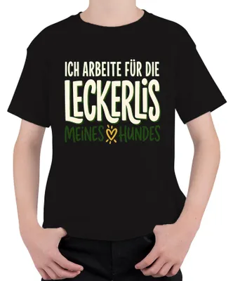Produktbild von Ich arbeite für die Leckerlis meines Hundes Lustig Sarkasmus Kinder T-Shirt, Schwarz, 152
