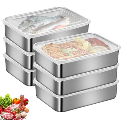 Obrázek produktu pro Sada 6 nerezových nádob na skladování potravin s víkem
