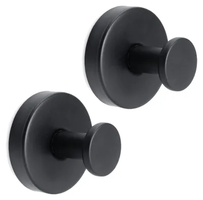 Produktbild von 2 Saugnapfhaken, Badezimmer-Saugnapfhaken, schwarze Handtuchhaken mit extra starken Saugnäpfen, Haken, Handtuchhalter mit Saugnäpfen für Bad, Küche, glatte Fenster, Wände und Glas