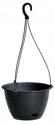 Produktbild von Hängeampel RATOLLA ROUND Rattan-Optik Grau 21,5cm