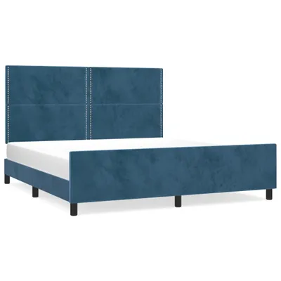 Produktbild von Bettgestell ohne Matratze Dunkelblau 160x200 cm Samt