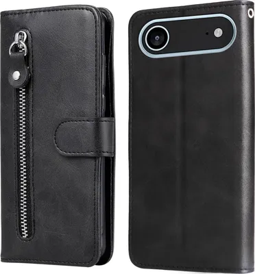 Produktbild von Mobigear Zipper iPhone Air Hülle Klapphülle Geldbörse - Schwarz