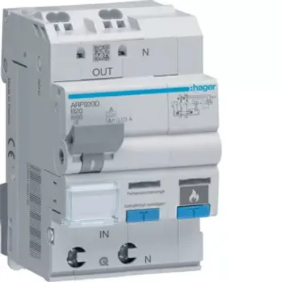Immagine prodotto di Hager AFDD con FI-LS 1P+N 6 kA B-20 A 30 mA A 3 M ARF920D