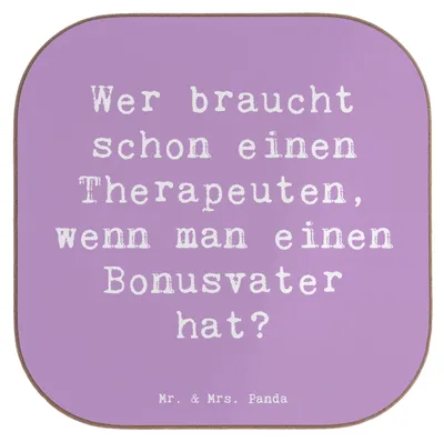 Produktbild von Mr. & Mrs. Panda Tischuntersetzer Spruch Bonusvater Liebe - Lavendeltraum - Geschenk, Untersetzer Gläser, Patchworkfamilie, Familienberatung, persönlicher Berater, Glas
