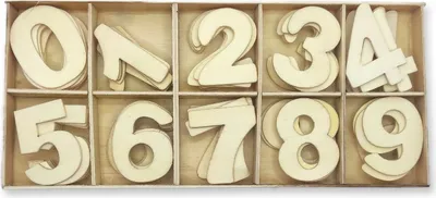 Obrázok produktu pre Súprava drevených písmen, prírodné čísla 60 kusov, 20 x 8,5 cm