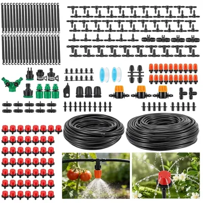 Image de Kit d'irrigation de 70 mètres, comprenant 340 accessoires, pour un système d'arrosage automatique du jardin