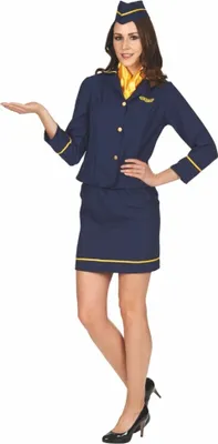 Stewardess Kostüm Flugbegleiterin Tina für Damen Gr. 32-46 blau Beruf Karneval Fasching Mottoparty Paarkostüm