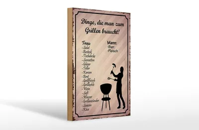 Produktbild von Holzschild Spruch 20x30cm Dinge die man zum Grillen braucht