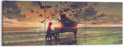 Produktbild von Bild auf Leinwand - Leinwandbild - Klaviermusik - 150x50cm - Wand Bild - Wanddeko - Wandbilder - Leinwanddruck - Bilder - Kunstdruck - Wanddekoration - Leinwand bilder - Wandkunst - CA150x50-3911