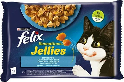 Productafbeelding van Kattenvoer Purina Felix Sensations, zalm en kabeljauw, 4 x 85 gram