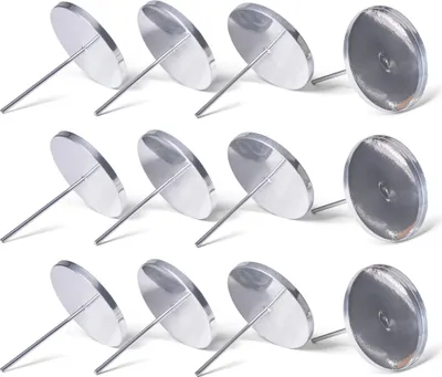 Produktbild von Novaliv 12x Kerzenpin flach ohne Dorn 9cm SILBER rund Kerzenpin Weihnachtskranz Kerzenständer Adventskranzdeko Kerzenpick Kerzentülle Metall rund Adventskranz Adventskerzenhalter Kerzenteller