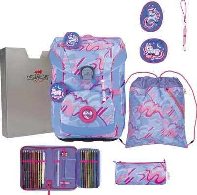 Produktbild von DerDieDas Schulranzen ErgoFlex Easy Superflash Set 6-teilig Magic Unicorn hellblau