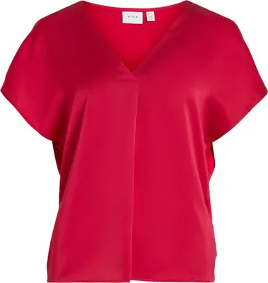 Produktbild von VILA Satin Bluse Glänzendes Kurzarm Shirt Top Oberteil VIELLETTE Größe: 38