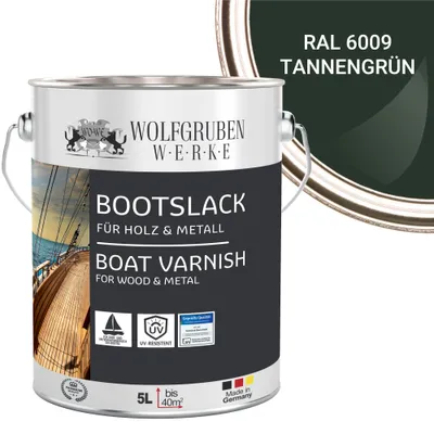 Produktbild von Bootslack Parkettlack Schiffslack Holzlack Seidenglänzend für Holz Boot Schiff W400 Tannengrün - 5L