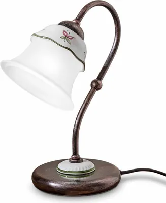 Produktbild von Tischlampe Metall Keramik E14 28,5 cm in Schwarz Kupfer antik Weiß Rosa Grün Floraldekor Landhaus