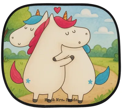 Produktbild von Mr. & Mrs. Panda Sonnenschutz Fürs Auto Einhorn Mitteilung Design - Weiß - Geschenk, Pkw, Unicorn, Ehe, Valentinstag, Einhörner, Autoscheiben, Autosonnenschutz, Spruch