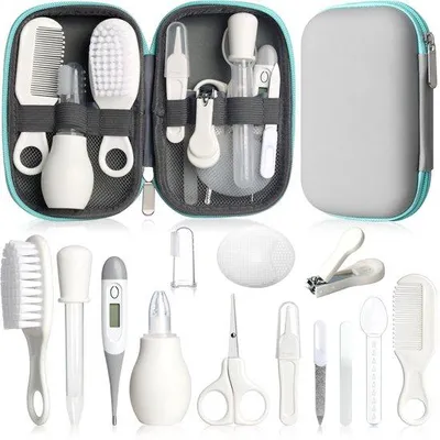 Productafbeelding van Babyverzorgingsset met kam, borstel en nagelknipper, 14-delig, voor baby's