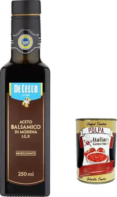Produktbild von 3x De Cecco Aceto Balsamic Di Modena I.G.P 250 ml Balsamic Vinegar from Modena + Italian Gourmet polpa 400g
