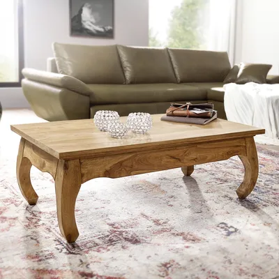 Produktbild von FineBuy Couchtisch Akazie Massiv-Holz 110 cm breit Wohnzimmer-Tisch Design dunkel-braun Landhaus-Stil Beistelltisch