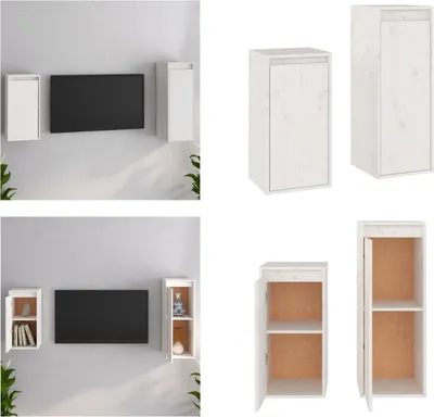 Produktbild von vidaXL TV Schränke 2 Stk. Weiß Massivholz Kiefer - TV-Schrank - TV-Schränke - TV-Schrank Holz - Hängeschrank