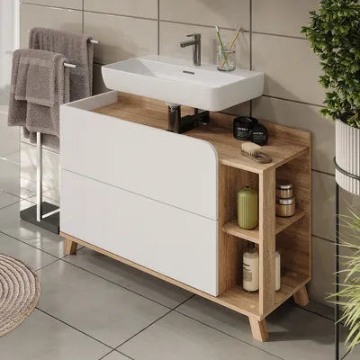 Obrázek produktu pro Toaletní stolek pro umyvadlo Vicco Karen Sonoma/bílá 100 x 65 cm se 2 zásuvkami, Model 54659