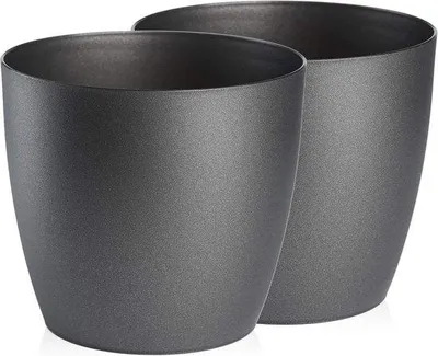 Productafbeelding van Famanu set van twee bloempotten met een modern design - Grijs