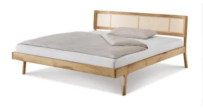 Produktbild von Bett Fani 180x200 Eiche Massiv Wiener Geflecht