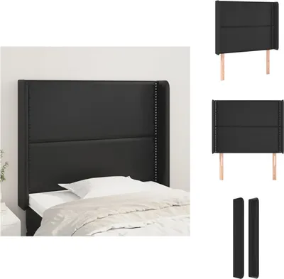 Produktbild von vidaXL Kopfteil mit Ohren Schwarz 93x16x118/128 cm Kunstleder -  Kopf- & Fußenden