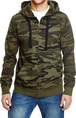 Produktbild von Burnside Full Zip Camo Hooded Sweat Jacket